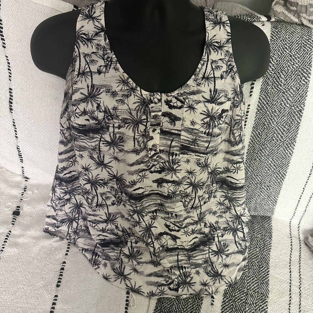 Torrid Blue and White Buttoned Sleeveless Tank Top